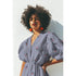 Embroidered Navy & White Stripe ~ Cotton